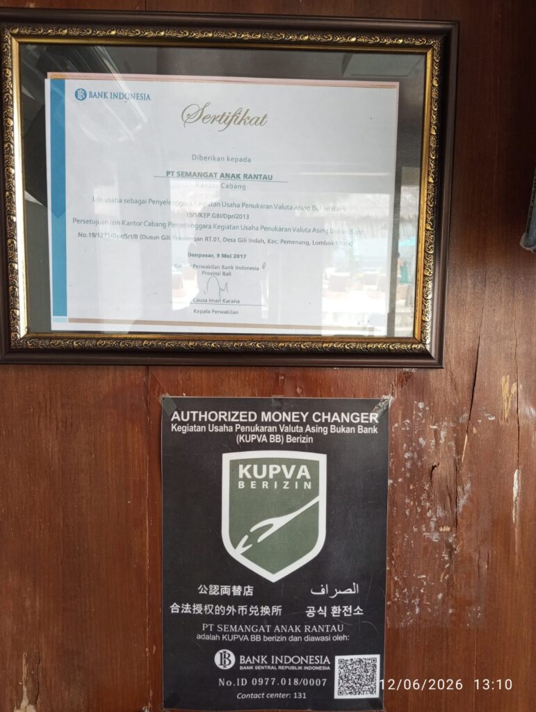Bank Indonesia authorization displayed at Cash X Change