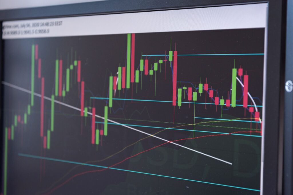 Financial market chart showing currency and market movements amid global economic developments and exchange rate fluctuations.
