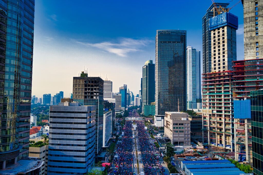 Bank Indonesia Policy Direction 2026 represented by Jakarta’s financial district, economic activity, and urban development