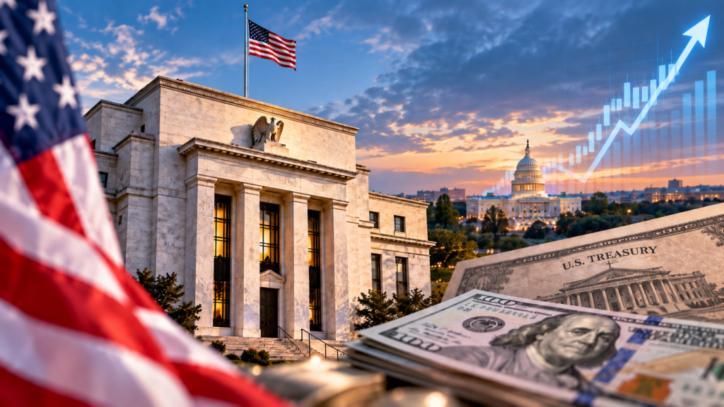 Fed Tightening Reset 2026 illustrated by Federal Reserve policy tightening, higher US Treasury yields, dollar strength, and global market repricing