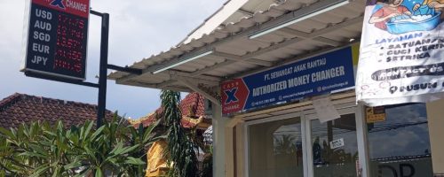 Cash X Change authorized money changer storefront in Buyuk, Nusa Penida